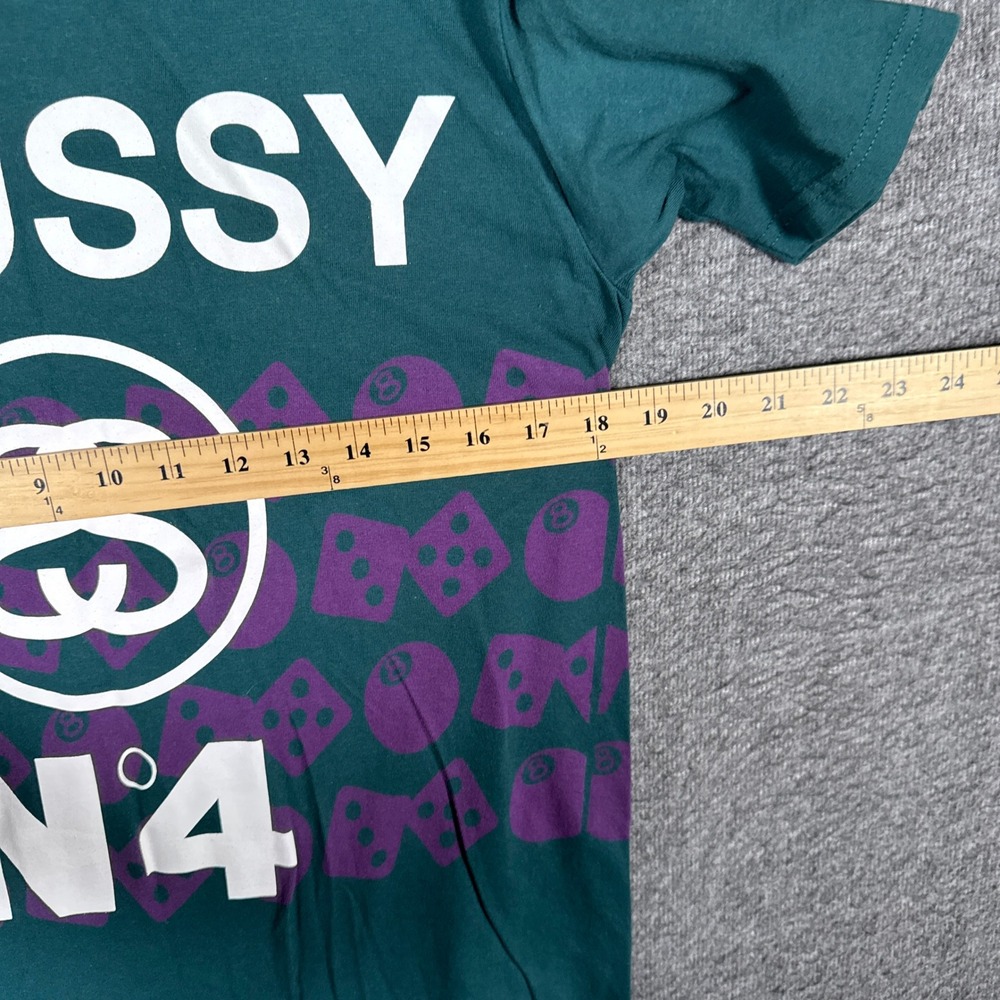 Stussy Shirt Mens Medium Green 8 Ball Dice Graphic‎ N°4 Short Sleeve Tee - Picture 5 of 8